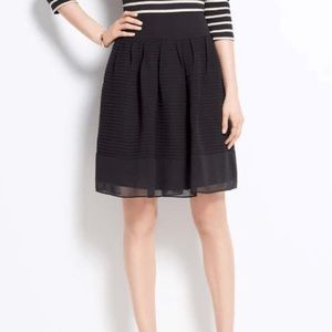 Ann Taylor Black Pin-tucked Sheer Overlay Georgette Skirt